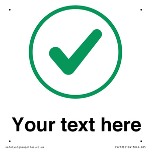 Custom plain background, green tick in circle sign